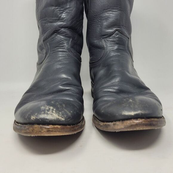 Justin Boots Mens 9D Gray Leather Roper Western Cowboy 3025 VTG USA - Picture 7 of 10